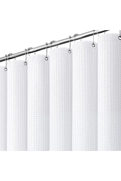 Generic Waffle Shower Curtain 256 GSM Durable Fabric 72x72 inches White