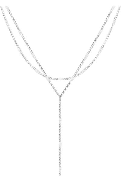 Generic Silver Necklace for Women, Dainty Long Necklace, Silver Y-Shaped Pend...