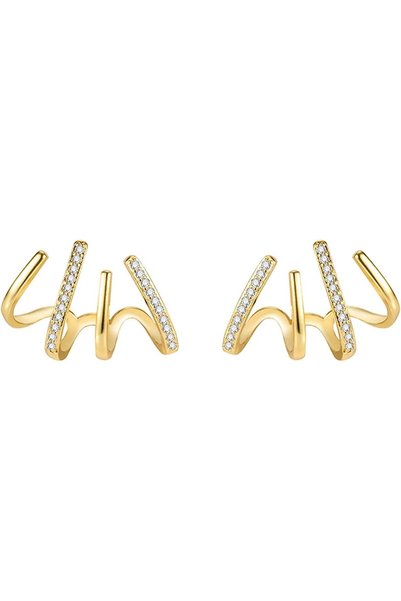 Generic Latest Stylish Gold Plated Crystal Stud Earrings for Women and Girls