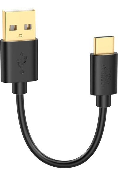 Generic كابل USB قصير إلى USB-C، كابل كيبل كريشن قصير بطول 0.5 قدم، شحن سريع ...