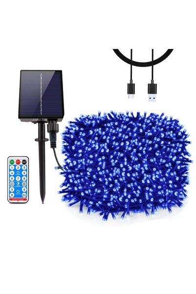 Sanlux Ghirlandă luminoasă solară 10 m, LED-uri albastre, panou solar, 8 modu...