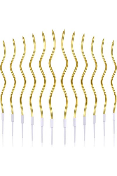 Generic 36 Pcs Twisty Birthday Candles,Gold Spiral Long Thin Metallic Candles...