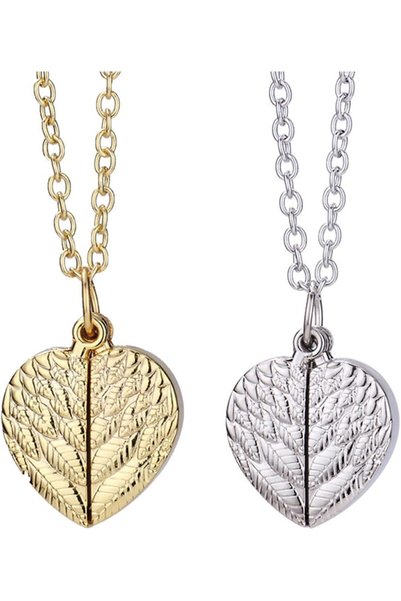 Generic 2Pcs Heart Angel Wings Locket Necklace Openable Pendant for Women