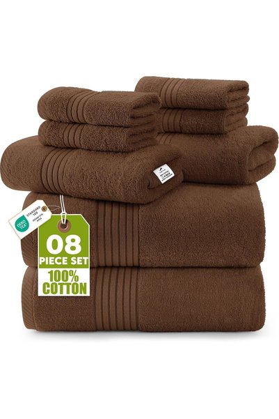 Generic 8-Piece Premium Towel Set, 2 Bath Towels, 2 Hand Towels, and 4 Wash C...