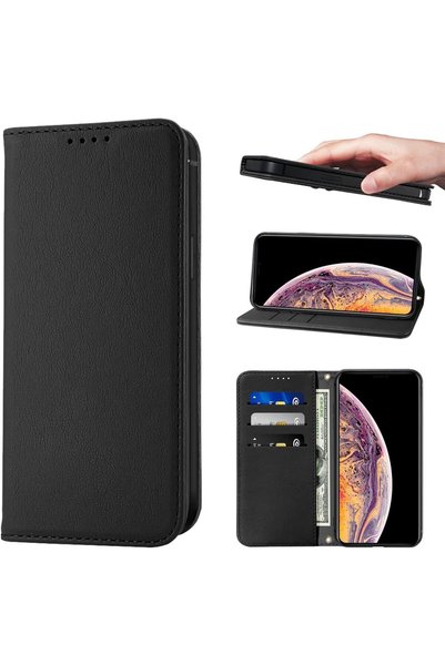 Generic غطاء قلاب لهاتف iPhone X/XS، مصنوع من جلد البولي يوريثان، مع إغلاق مغ...
