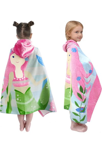 Generic Mermaid Pink Hooded Kids Bath Towel - 100% Cotton Super Absorbent 30"...