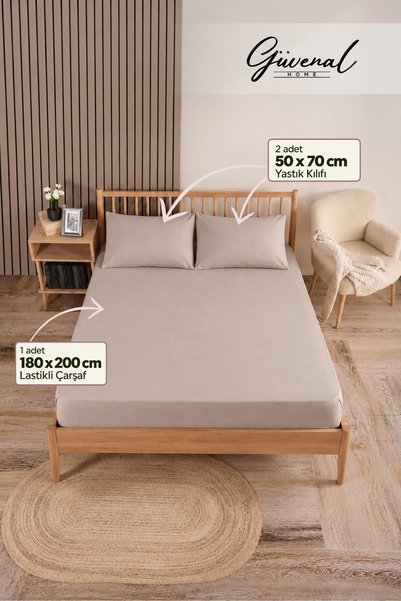 Güvenal Vita | 100% Cotton Double-Size 3-Piece Fitted Sheet Set | | Pillowcas...