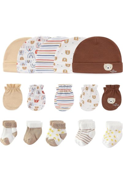 Generic Baby Caps Mittens and Thick Warm Socks Cotton Newborn Essentials Acce...