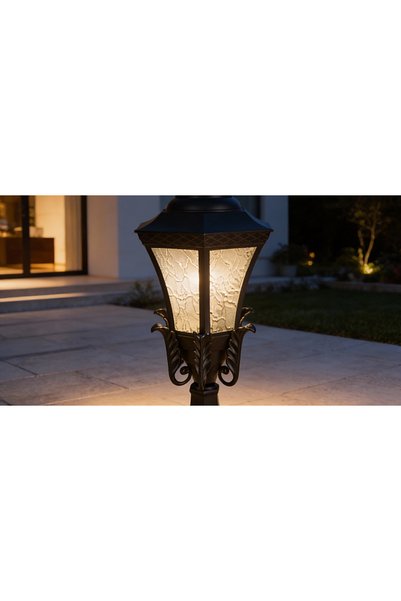 Generic Brand Black glass outdoor lantern E27