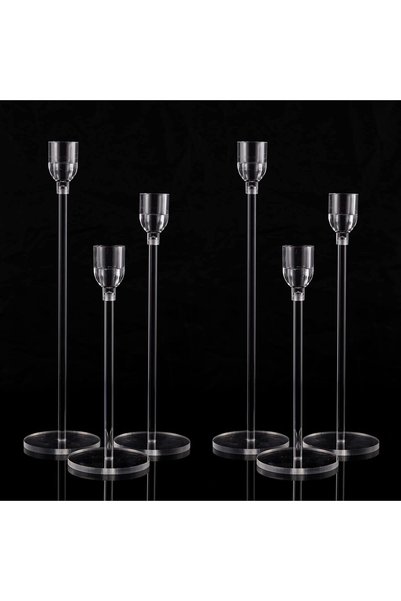 Generic 6 Pcs Acrylic Candle Holders, Taper Candle Holder Set for Table Cente...