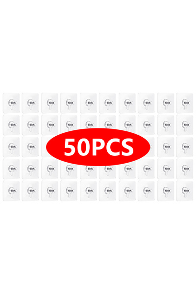 Choice 6x6 سم، 50 قطعة، خطاف حائط لاصق قوي من Aoifn، شفاف، بدون حفر، لتعليق ا...