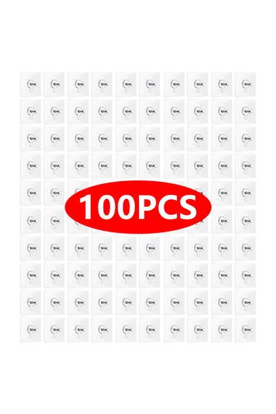 Choice 6x6 سم، 100 قطعة، خطاف حائط قوي ذاتي اللصق من Aoifn، شفاف، لا يحتاج إل...
