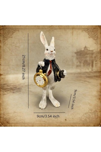 Choice Rabbit-B Vintage Alice Wonderland Rabbit Figurine Resin Bunny Holding ...