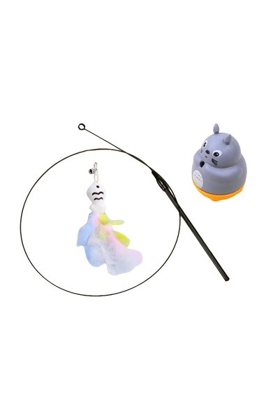 Choice GRAY New Cat Funny Play Cat Stick Steel Wire Long Pole Feather Cute Ca...