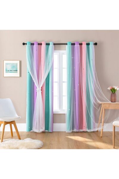Generic Curtains for Bedroom Decor, Kids Room Curtains for Girls Rainbow Colo...