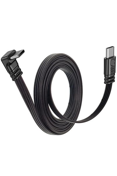 Generic كابل USB-C فائق المرونة، كابل ذكر إلى ذكر بزاوية 90 درجة، شحن سريع PD...