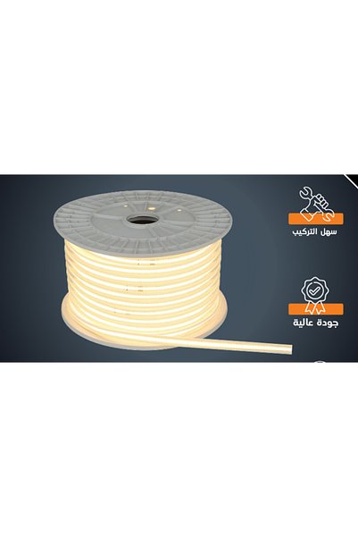 Generic Brand شريط زينة لون الانارة اصفر 288 شريحة COB متصل كوب شفاف 50 متر توفل