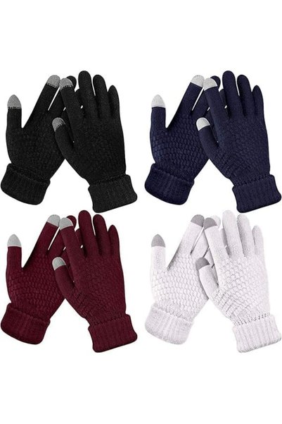 Generic 4 Pairs Women's Winter Touchscreen Gloves With Fleece Lining, Warm Kn...