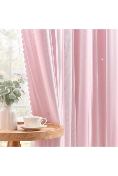 Generic Pink Curtains for Bedroom Girls, Kids Room, 34 x 45 inch 1 Panel