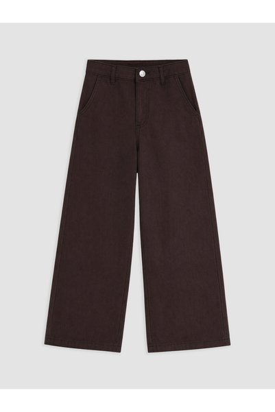 LC Waikiki Alita City Brown Regular Fit Girls' Gabardine Trousers with a Diff...