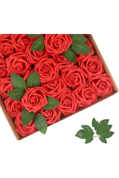 Generic Artificial Flowers,25PCS Real Looking Artificial Foam Roses with Stem...