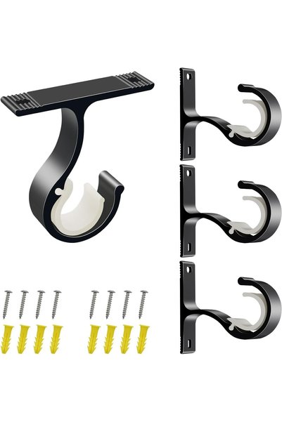 Generic Curtain Rail Brackets 4 Pcs, Black Heavy Duty Curtain Rail Brackets f...