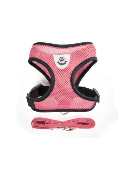 Choice S Pink Cat Dog Harness with Lead Leash Adjustable Vest Polyester Mesh ...