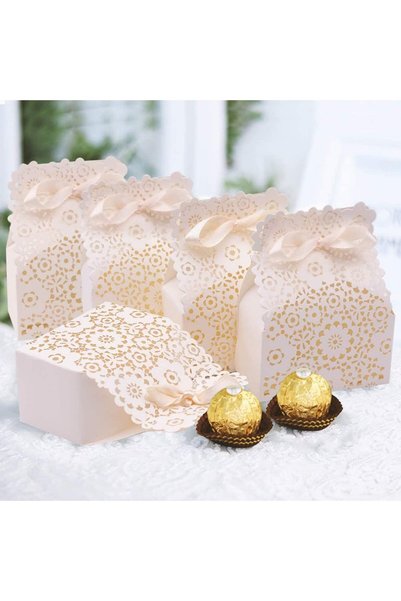 Generic Party Favor Box - Floral Favor Boxes, 50PCS Mini White Paper Laser Cu...