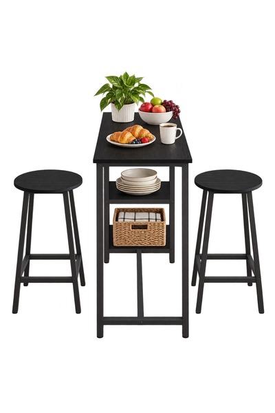 Muvu Set de bar negru de 120 cm – masă + 2 scaune
