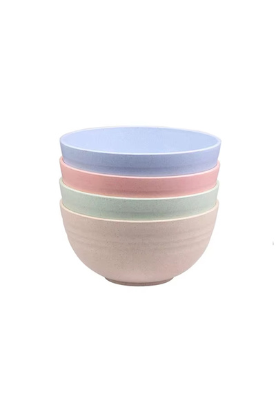 Choice 4 colors-15cm 1 set 4Pcs Unbreakable Reusable Cereal Bowls Wheat Straw...