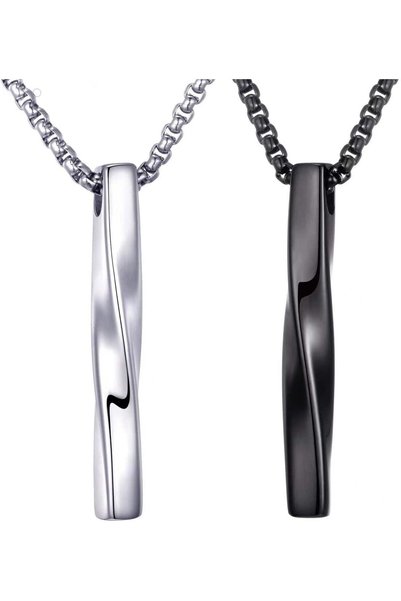 Generic Stainless Steel Pendant Necklace for Men and Women, Unisex Twisted Cu...