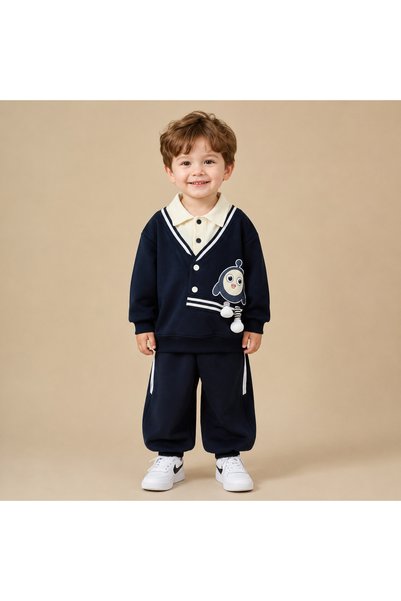 nannie Costum bleumarin din 2 piese pentru băieți cu personajul Enzo - 3-4 ani
