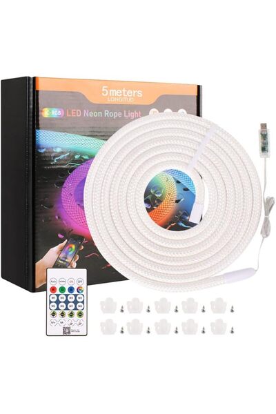 Generic أضواء حبل نيون LED بطول 16.4 قدم، 360 درجة °   شريط إضاءة مضاد للماء،...