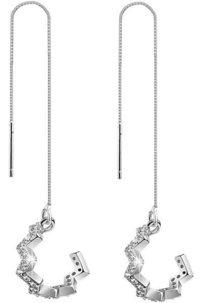 Generic 1 Pair 925 Sterling Silver Tassel Earrings, Wraparound Wavy Silver Dr...