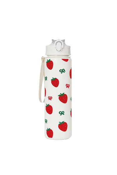 Choice 750ML S 750ML Cute Strawberry Cherry Flower Bowknot Printed Tumbler wi...