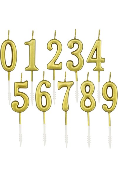 Generic 10 قطع من شموع أعياد الميلاد الرقمية - شموع رقمية للكيك من 0 إلى 9 مع...