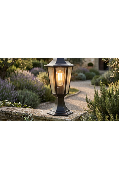 Generic Brand Small black hexagonal glass lantern E27, charming