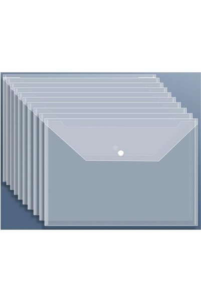 Generic عبوة تحتوي على 10 أظرف بلاستيكية بغطاء بزر، وأغلفة شفافة للمستندات، أ...