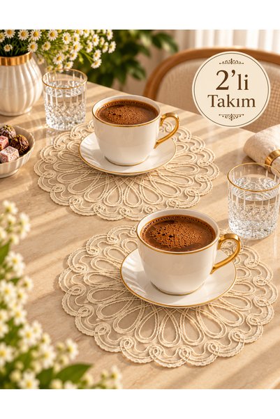 TİCARET ATÖLYESİ Set of 2 Elegant Floral Lace Serving Napkins