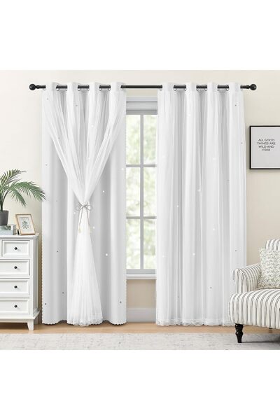 Generic White Curtains for Bedroom, Girls Room Blackout Curtains, Kids Room D...