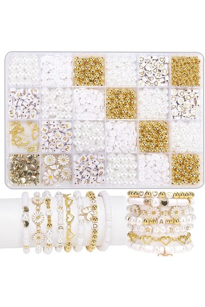 Generic Bracelet Making Kit with Daisy Alphabet Pearl and Clay Beads for DIY ...