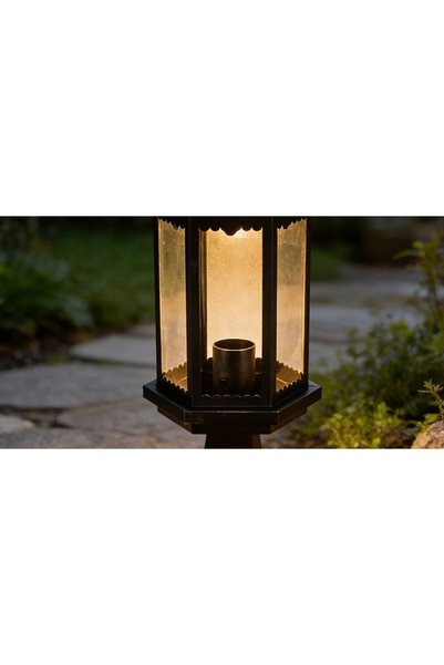 Generic Brand Black glass outdoor lantern E27