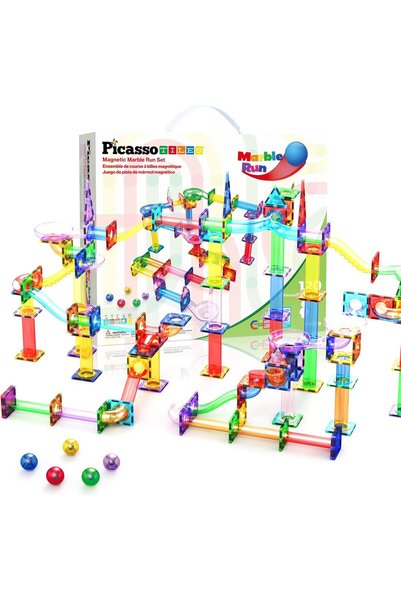 Generic Marble Run 120 Piece Magnetic Building Blocks Magnet Tile Constructio...