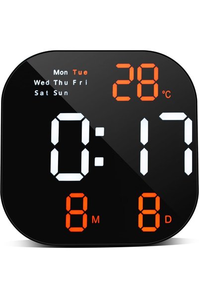 Generic Digital LED Wall Clock with Large Auto-Brightness Display, Temperatur...