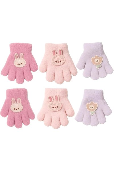 Generic 3 Pairs Kids Winter Gloves, Cute Rabbit Knitted Gloves, Cold Weather ...