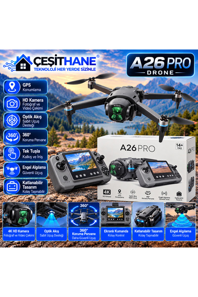 A26 Pro GPS Drone – HD Kamera, Ekranlı Kumanda, Engel Algılama ve Katlanabilir Tasarım