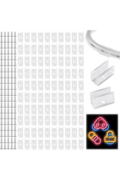 Generic Neon Rope Light Mounting Brackets, 100 Clips & Screws for 6x12mm LED ...