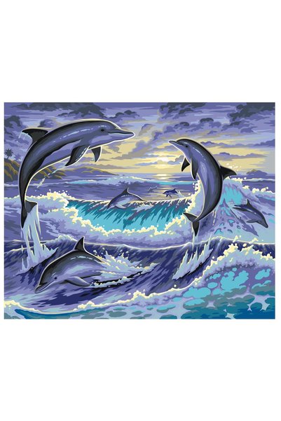 Painting-numbers Set pictura pe numere Delfinii 1139, panza pe rama lemn, 90x...