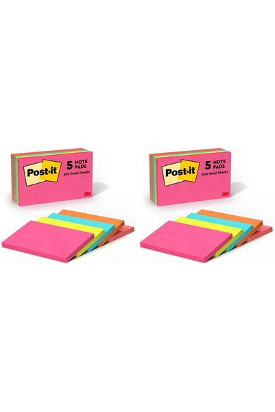 Generic Notes Neon Colors 3 x 5 in (76 x 127 mm) 655-5PK | Assorted Colors | ...