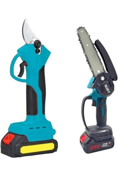 Generic Cordless Electric Pruning Shears with Mini Chain Saw 2 in 1 Rechargea...